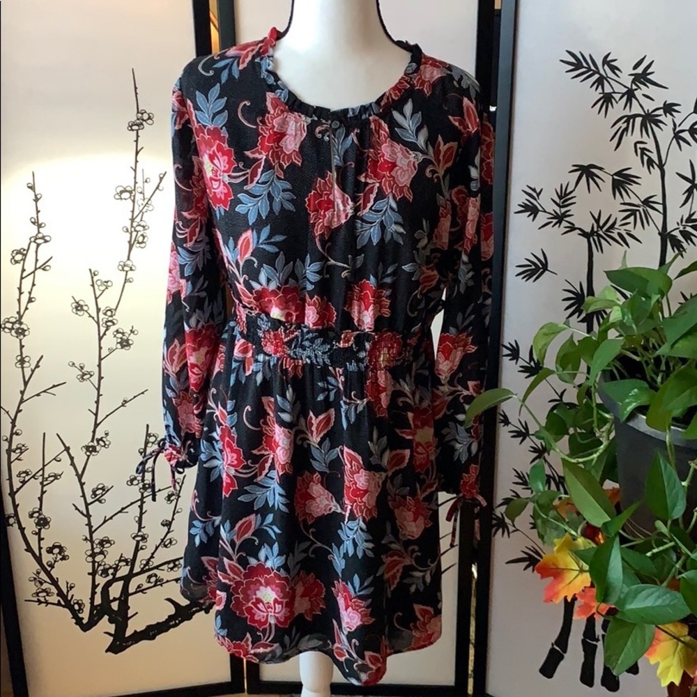 LOFT | Navy Floral Dress Size 12 Petite